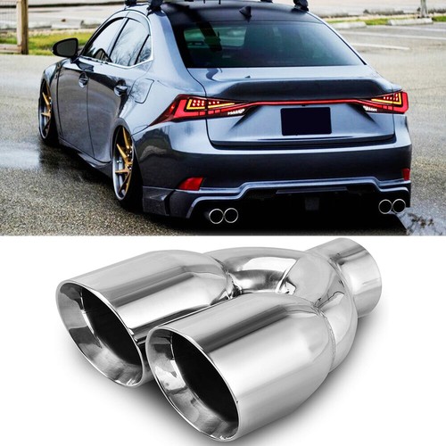 Dual 2.5" Inlet 3.5" Quad Exhaust Tip Pipe Stainless Steel For Lexus IS250 IS300