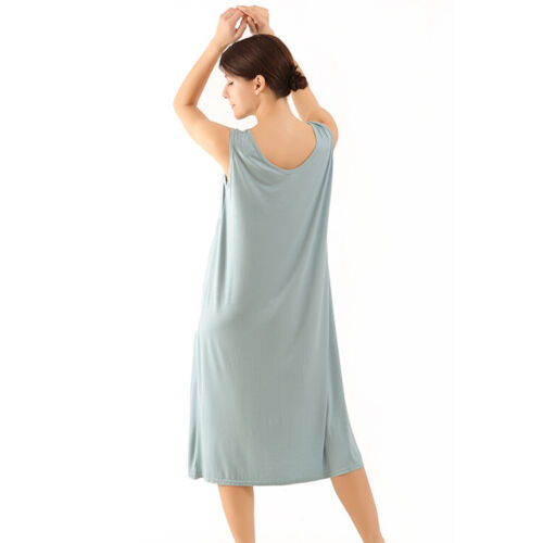 Nightgown Soft Sleeveless Round Neck Nightdress Lightweight Sleep Shirt Women - Picture 5 of 23