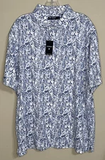 NWT Cremieux size XL blue white polo short sleeve shirt men's $85