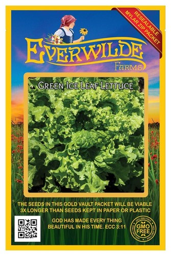 1000 grüne Eisblattsalat Samen - Everwilde Farms Mylar Samen Paket - Bild 1 von 3