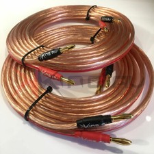 4M PAIR QUALITY 4MM THICK OFC COPPER CLAD SPEAKER AMP LEADS TERMINATED CABLES!