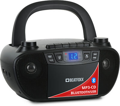 B-WARE Tragbarer Kassette CD USB Bluetooth MP3 Player Ghettoblaster Radio Stereo