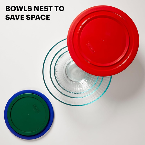 Pyrex Sculpted 3-Pack Glass Mixing Bowls (1.3 QT, 2.3 QT, 4.5 QT) with Bpa-Free - Picture 3 of 11