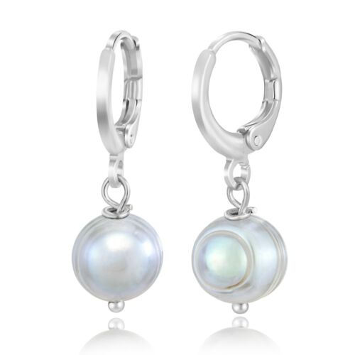 Timeless and Chic Freshwater Gray Pearls Sterling Silver Mini Hoop Earrings - Picture 1 of 5