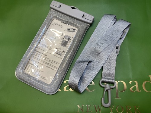 Kate Spade Waterproof glitter Silver Phone Pouch With Adjustable Strap NIB - 第 3/11 張圖片