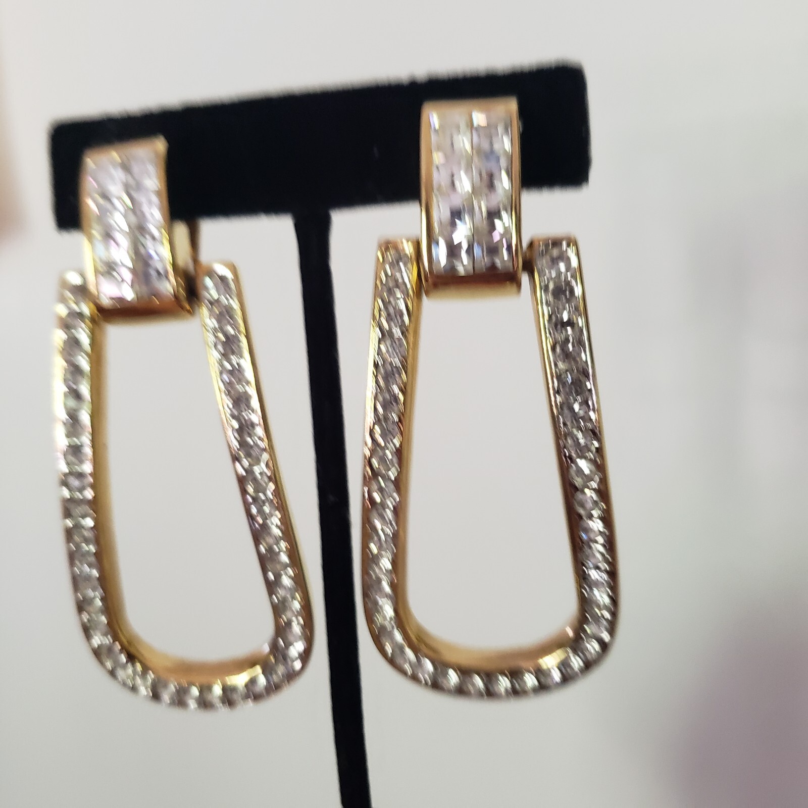 RETRO STATEMENT BOLD EARRINGS CLIP ON RHINESTONES… - image 7