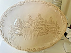 Grasslands Road Large Christmas Platter Oval Deer Rustic, Farm, Discontinued