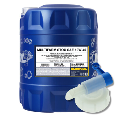 MANNOL Multifarm STOU 10W-40 Traktorenöl, ACEA E3, 20 Liter mit Ablasshahn