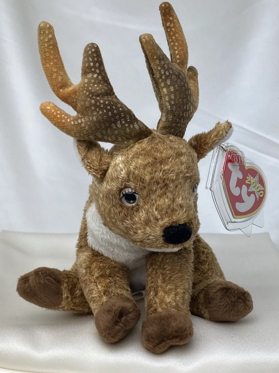 Retired Ty Beanie Baby Roxie The Reindeer 2000 Mint P.E. Pellets RARE TAG Errors
