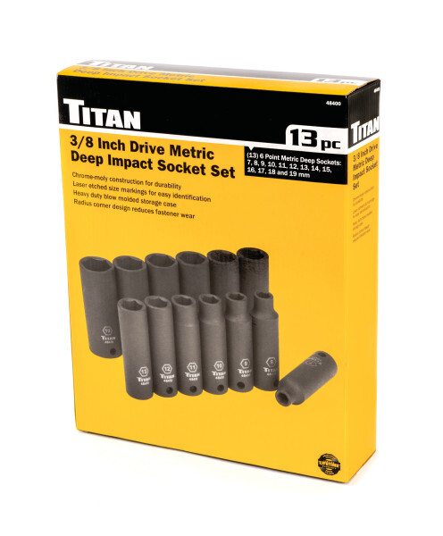 Titan 48400 13-Piece 3/8-Inch Drive Metric Deep Impact Socket Set  