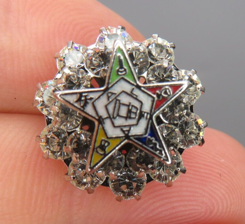 Aretes masónicos OES Orden de la Estrella del Este estrás esmalte - Imagen 4 de 4