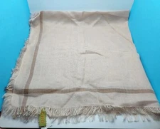 Vintage ECHO Scarf Wrap Cover Beige Tan Rayon Fringed 24" x 24"