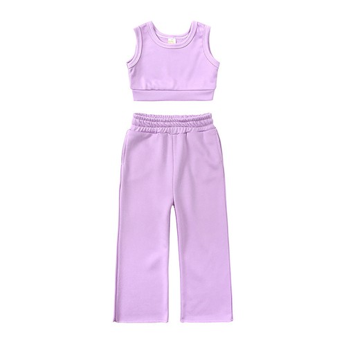 Girls Sport Suit Gym Sportswear Activewear Outfit Sleeveless Two Piece Training - Picture 14 of 37