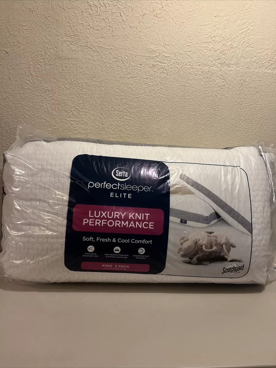 Serta 2 Pack King Pillow Perfect Sleeper Luxury Knit Soft Fresh Cool Comfort