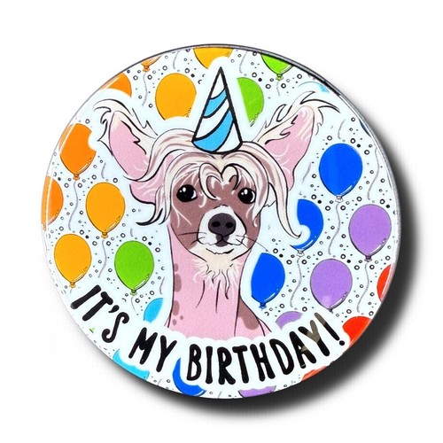 Chinese Crested Dog Rainbow Birthday Balloon Pinback Button Handmade Gift 2.25 - 第 1/3 張圖片