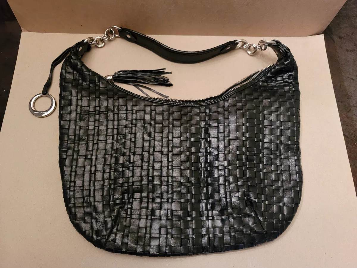 Elliott Lucca Woven Leather Metallic Shoulder Bag Chain ECU | eBay