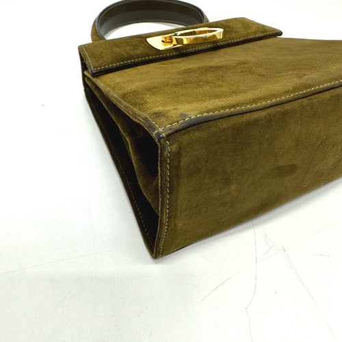 Bolso de mano Salvatore Ferragamo Gancini gamuza marrón/goldHardware - Imagen 7 de 16