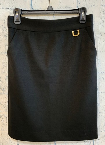 Tory Burch Black Knit Knee Length Skirt, Pockets G