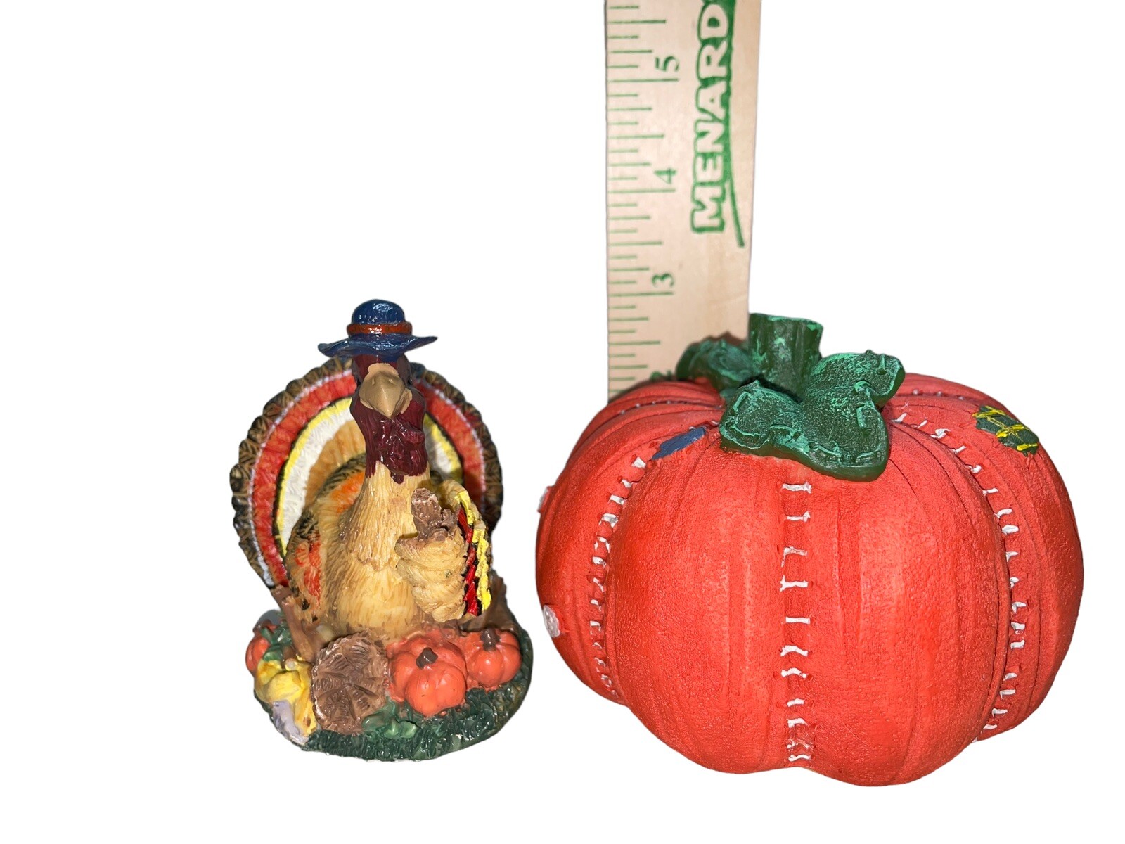 Thanksgiving Turkey And Pumpkin Figurine Squash Vegetables Resin K's