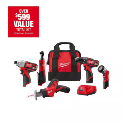 Milwaukee M12 Cordless Lithium-ION 5-Tool Combo Kit2498-25