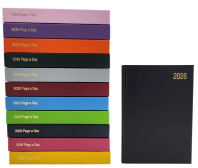 EVELAY LTD 2026 Diary A6 Day to Page Full Year Planner Desk Hardback Full Page Weekends