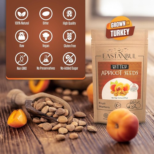 Organic Bitter Raw Apricot Kernel Premium Seeds 16oz Gluten Free Vegan USDA 1 lb - Picture 9 of 10
