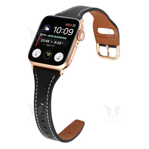 Correa de cuero delgada pulsera para Apple Watch Series 10 9 8 7 SE 6 5 4 3 Ultra 2 - Imagen 15 de 36