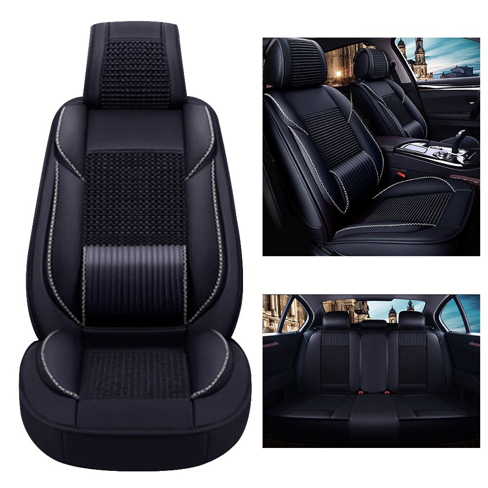Car Seat Covers 5-Seats Full Set for Toyota Ice silk Protection Cushion Black