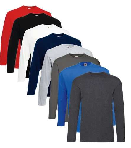 Fruit of the Loom Long Sleeve Cotton T-Shirt Tee shirt S-XXXL + 4XL+ 5XL
