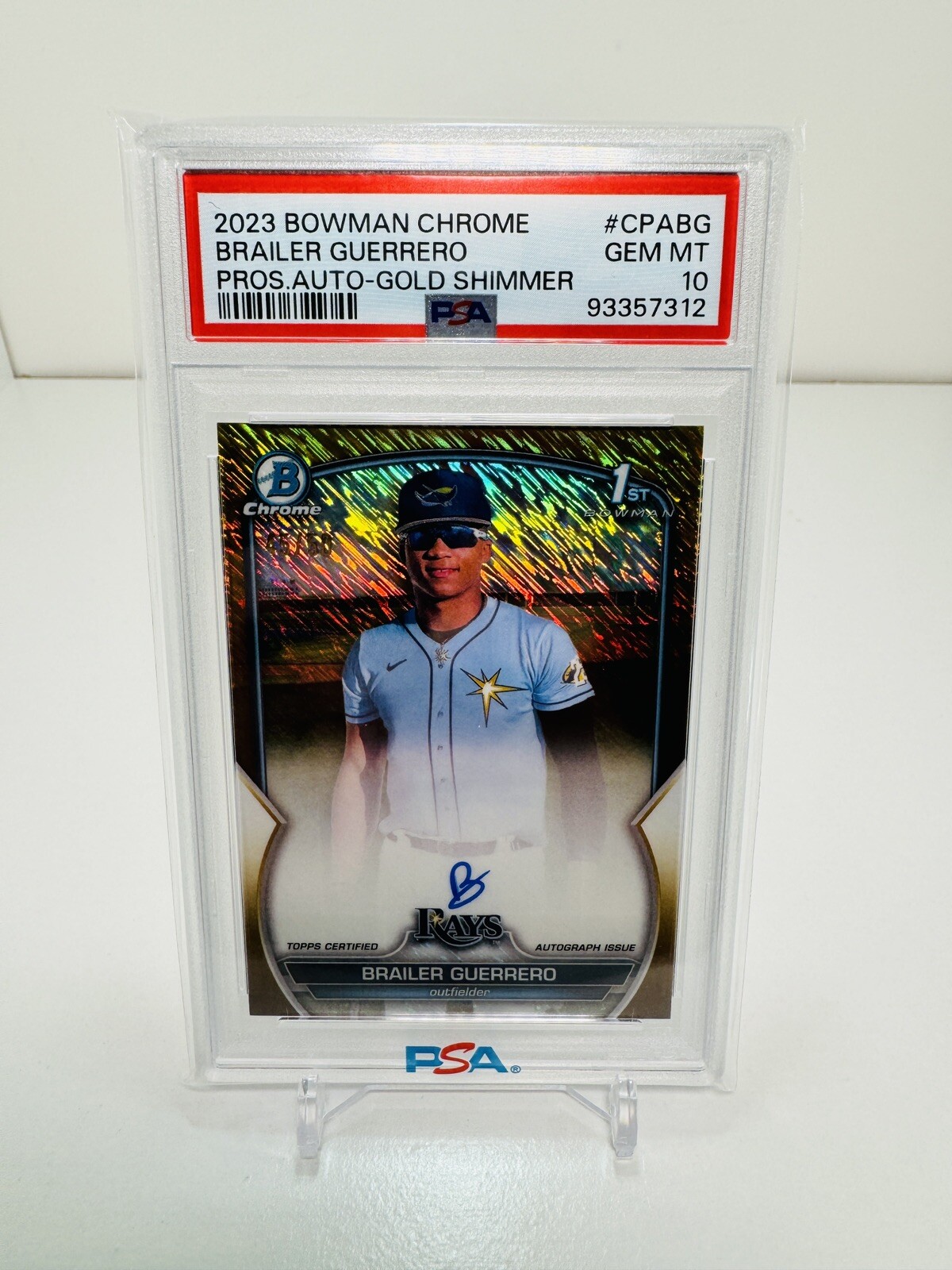 2023 Bowman Chrome ⚾️ BRAILER GUERRERO (#CPA-BG) ⚾️ Gold Shimmer AUTO /50 PSA 10