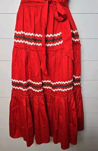 Tory Burch Embroidered Peasant Maxi Dress Red Ruffle Bottom Puff Sleeve Size S - Picture 3 of 10