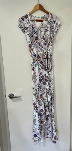 Tigerlily Manipura Floral Short Sleeve Boho Wrap Maxi Dress White Size 8 - Picture 3 of 13