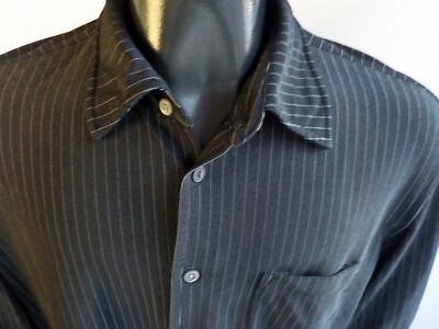 A/X ARMANI EXCHANGE L.S. Striped Button Front Knit Shirt Black