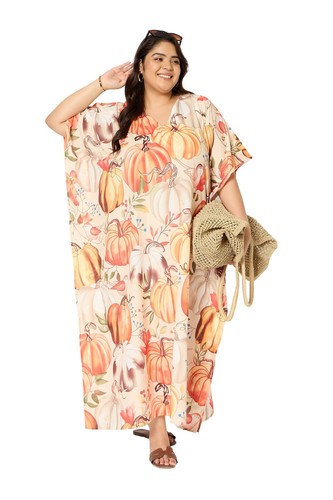 Women Loose Long Casual Dress Kimono Sleeves Kaftan Plus Size Boho V-Neck Gown - Picture 6 of 8