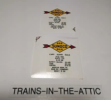 LIONEL SMALL SUNOCO LOGO WITH GAS & OILS SELF ADHESIVE  DECAL. NEW SET OF (2) .