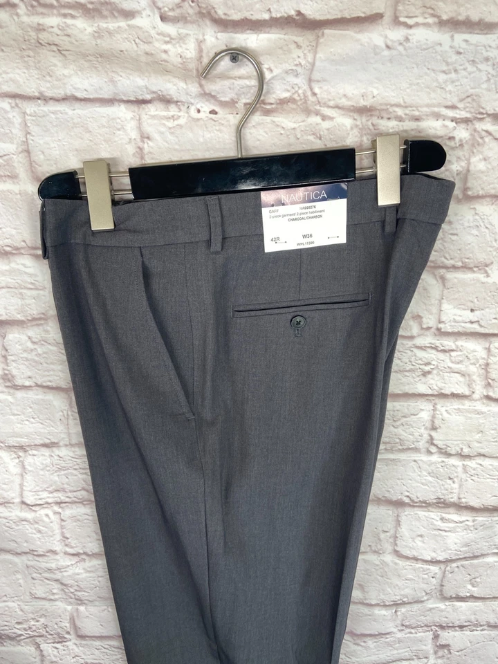NEW NAUTICA Mens Gray STRETCH ATHLETIC FIT Business Dress Pants Slacks 36Wx32L - Image 2 of 4