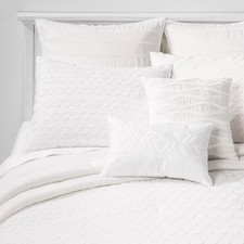 Threshold 8-Piece Jacquard Comforter Set Clipped Dot Design, White, King
