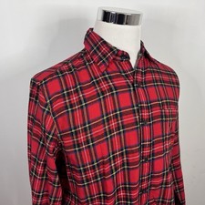 NWT J Crew Medium Classic Fit Flannel Shirt Red Tartan Plaid Cotton Causal