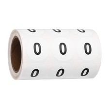 1.2" Small Round Number Stickers Roll, 1000 Pcs Circle Labels, Black Number 0