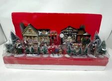 Mini Christmas Village Houses, Shops, People, Landscaping Set Decor -New w/o Box