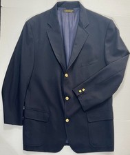 Brooks Brothers Blazer Men's 45L Navy Gold Buttons Brooksease Made in USA Preppy