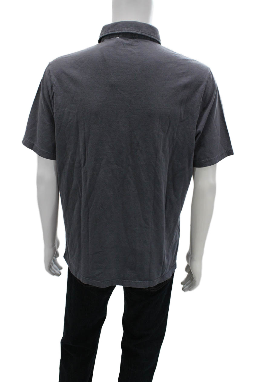 Faherty Men Button-Down Polo Dark Gray Short Slee… - image 4
