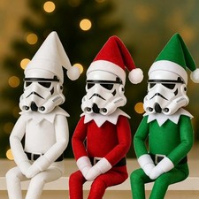 Stormtrooper Elf Doll Plush, Xmas Craft Ornament  Holiday Shelf Decor