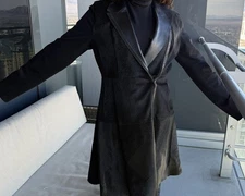 Elie Tahari Laser Cut Calf Hair Coat XL