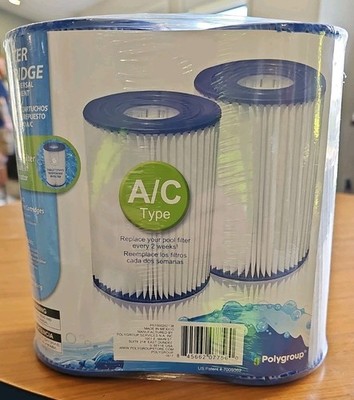 2 Pack Polygroup Type A/C Swimming Pool Filter Replacement Cartridges New Sealed