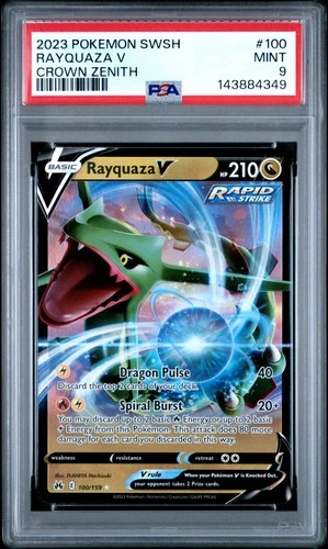 2023 Pokemon Sword And Shield Crown Zenith #100 Rayquaza V Crown Zenith PSA 9