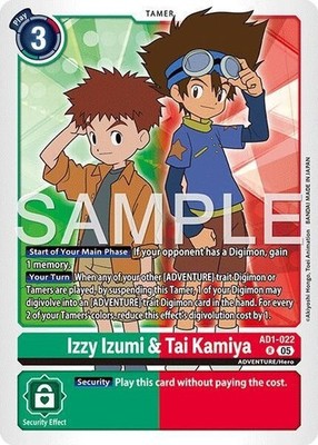 Izzy Izumi & Tai Kamiya Foil - AD1-022 NM - Digimon TCG