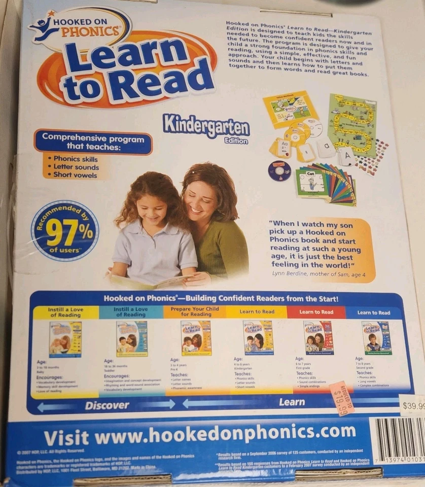 HOOKED ON PHONICS LEARN TO READ KINDERGARTEN EDITION COMPREHENSIVE PROGRAM 4-6 - Image 2 of 4