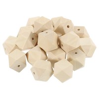 20 StüCk Geometrische Holzperlen, 30Mm/1,18 Zoll NatüRliche Farbperlen FüR Diy