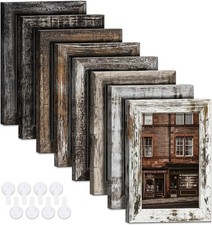 5x7 Picture Frames Set of 8, Vintage Rustic Farmhouse Industrial Style Photo Fra